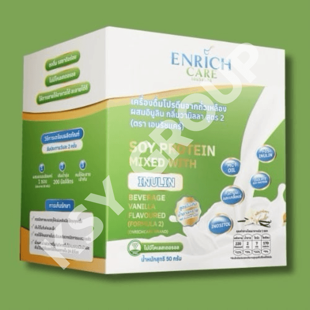 เครื่องดื่มโปรตีนจากถั่วเหลือง Enrich care (สูตรไม่มีน้ำตาล)